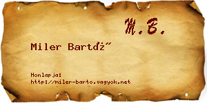 Miler Bartó névjegykártya